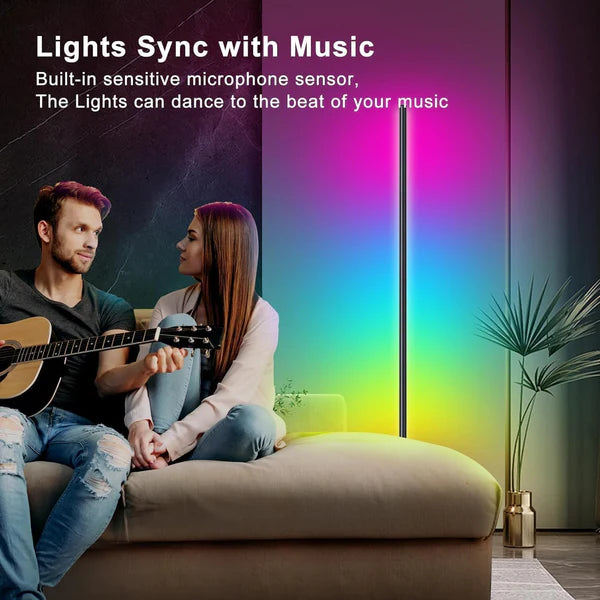 LED Pro Corner Lamp, RGB Corner Floor Lamp With App And Remote Control, 16 Million Colors And 68+ Scenes Changing Color Changing With Music Sync For Living Room