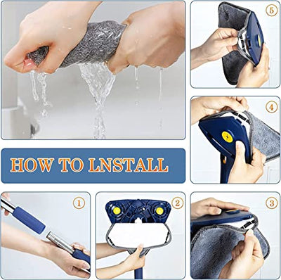 360° Rotatable Adjustable Triangle Mop with Stainless Steel Long Handle