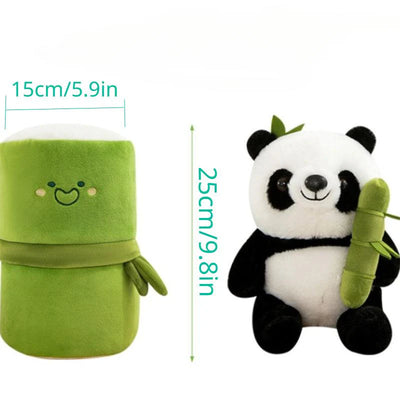 Reversible Bamboo Panda Plush Toy – Soft Toys for Kids, Cute Panda Stuffed Animals, Plushies for Girls, Panda Teddy with Bamboo bag, Soft Toys for Baby Girl, Small Soft Plushies for Baby Boys , size 30 cms