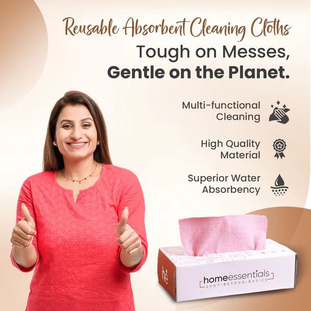 Reusable Absorbent Cleaning Cloths - 20 PCS BOX